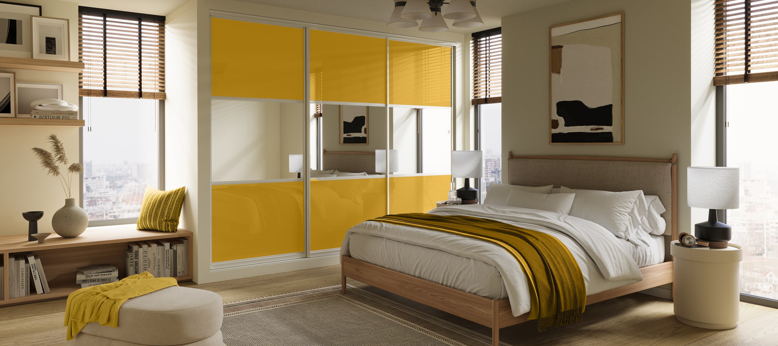 True Joy inspired yellow glass sliding robes