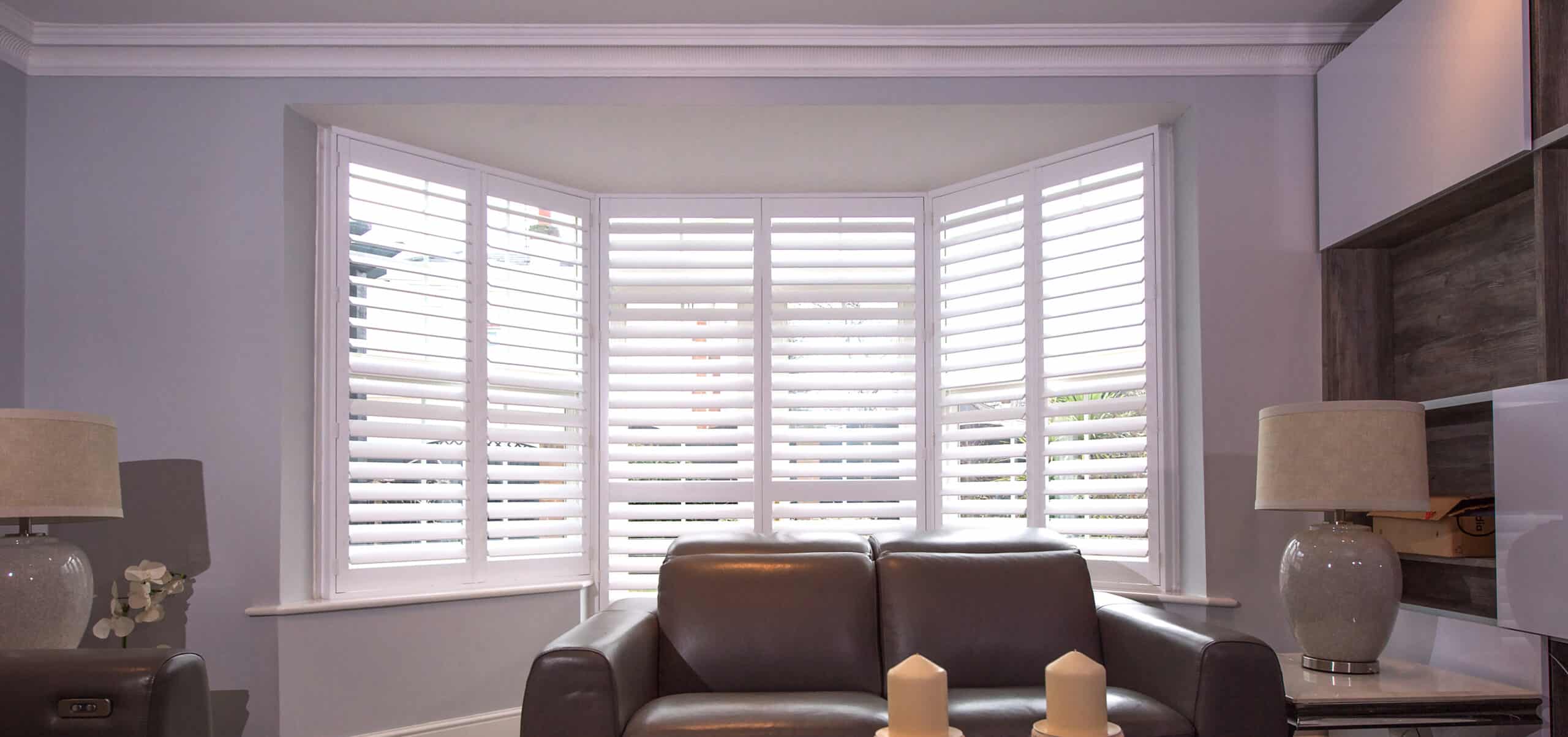 Made to measure shutters in bay window