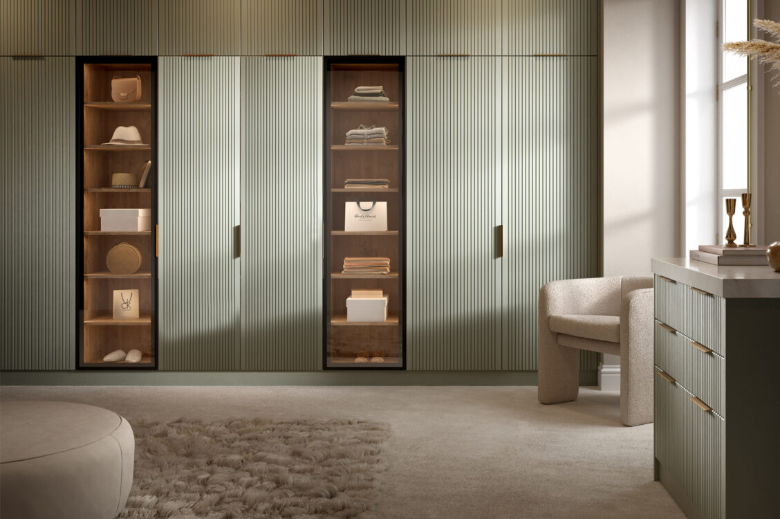 Deco Fitted Wardrobes in Reed Green
