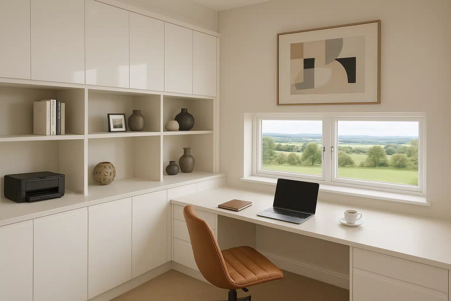 White Handleless Home Office