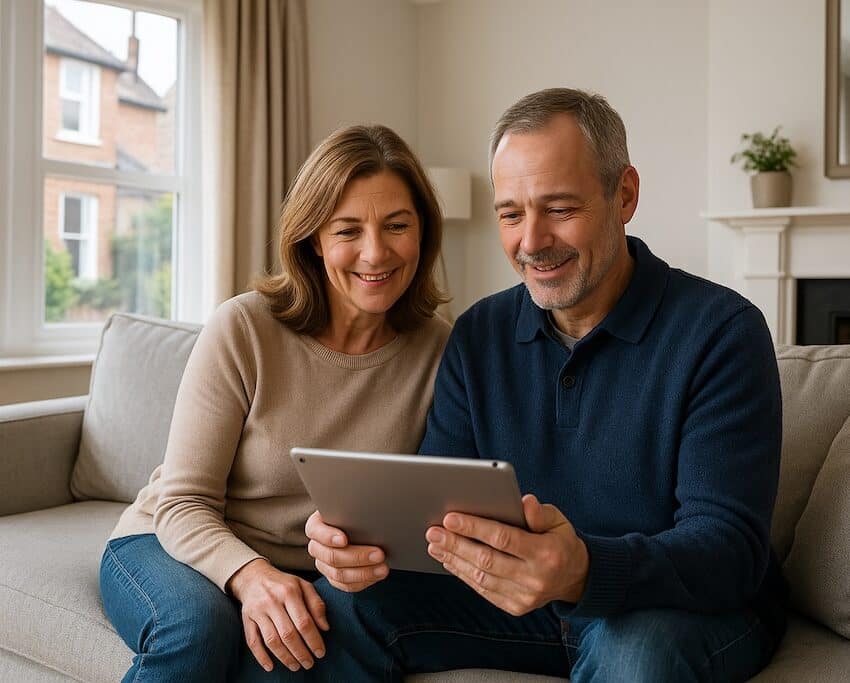 Couple considering finance on fitted wardrobes