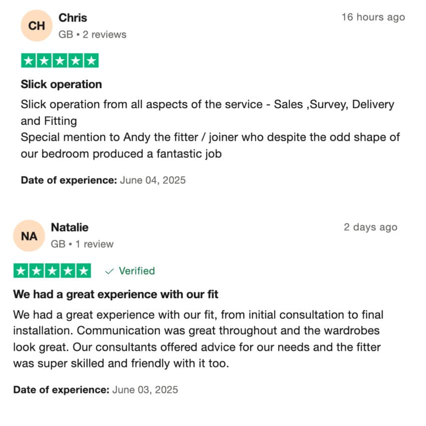 Fitted Wardrobe Reviews from Trustpilot