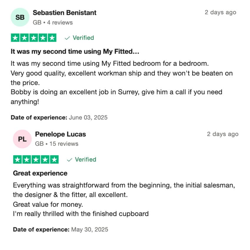 More Fitted Wardrobe Reviews from Trustpilot
