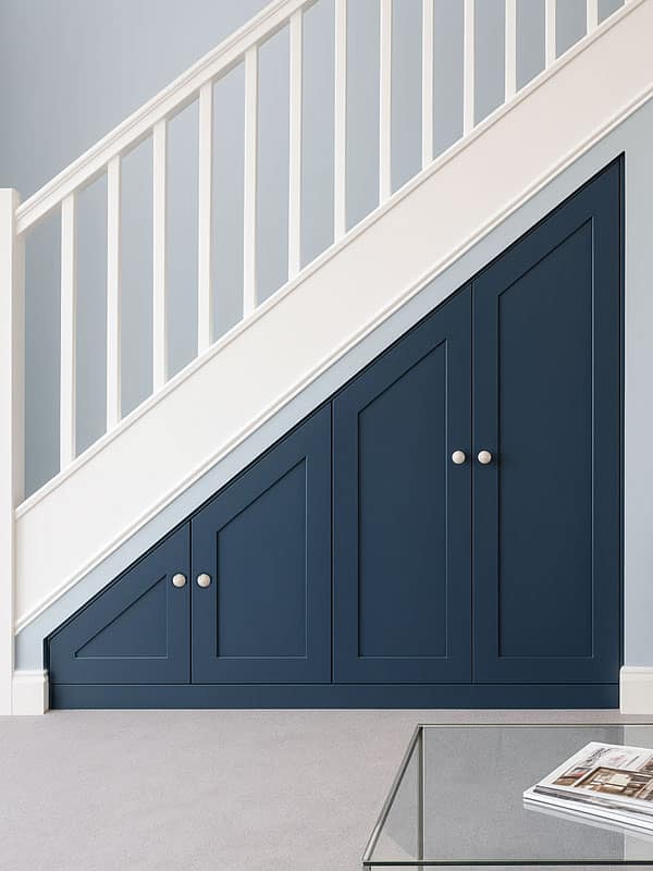 Understairs blue shaker storage