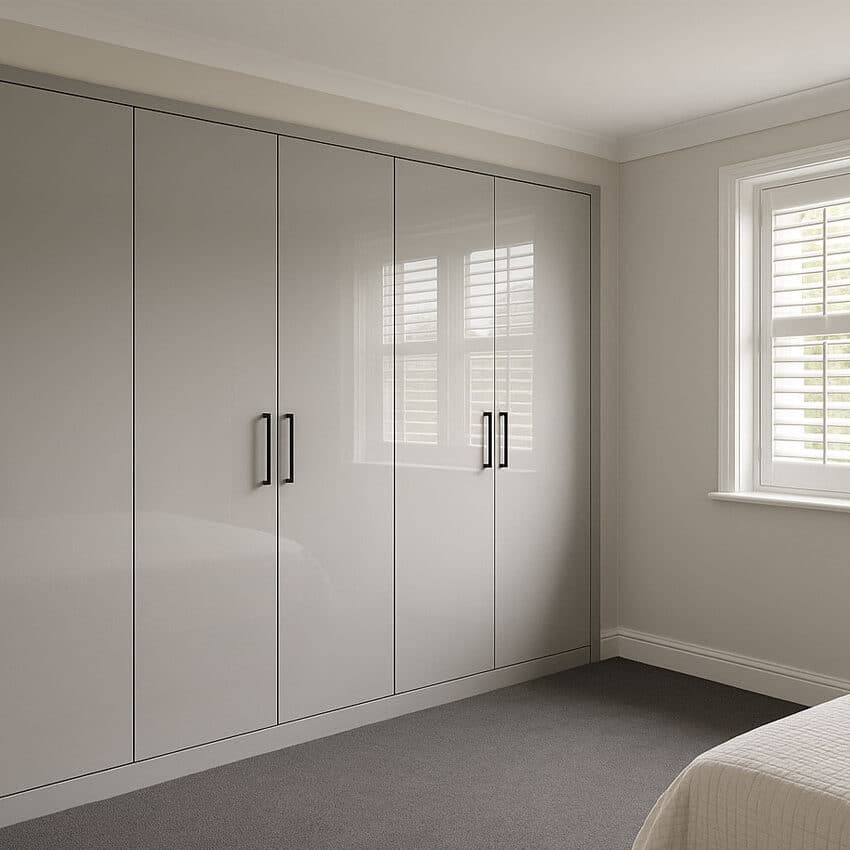 Grey gloss fitted wardrobes