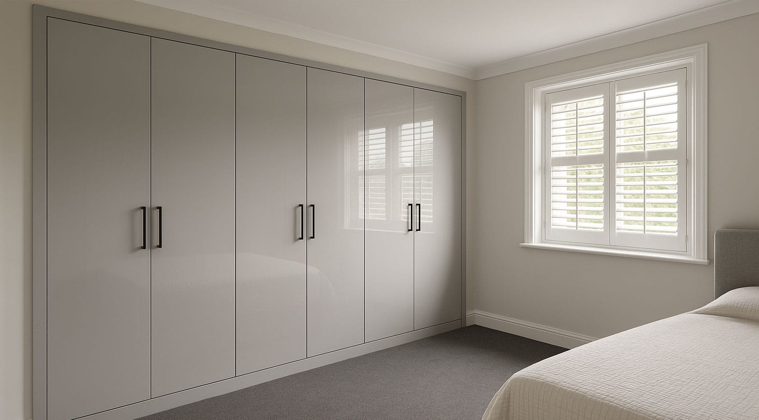 Grey gloss fitted wardrobes