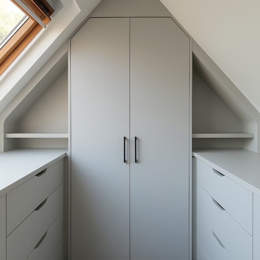 Grey Fitted Wardrobes for Sloping Ceiling