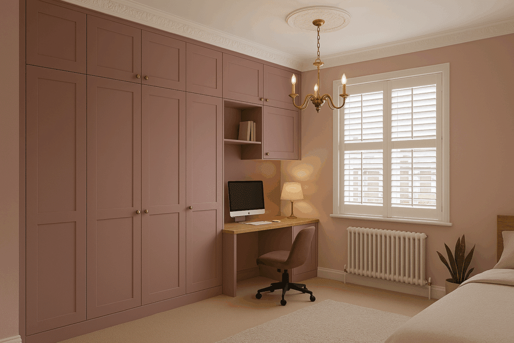 Pink Shaker Fitted Wardrobes in a 1930s home
