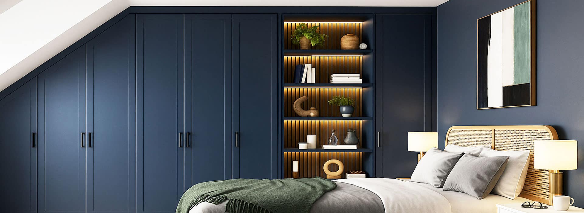 Blue Fitted Wardrobes for Sloping Ceilings