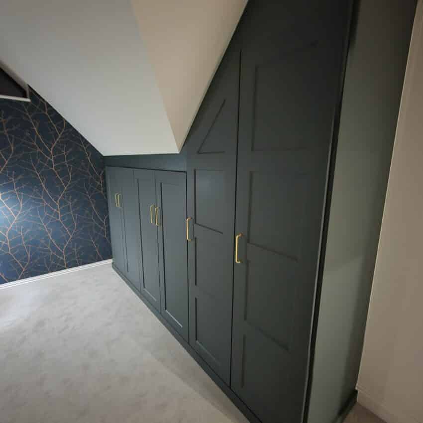 Green Fitted Wardrobes for Sloping Ceiling