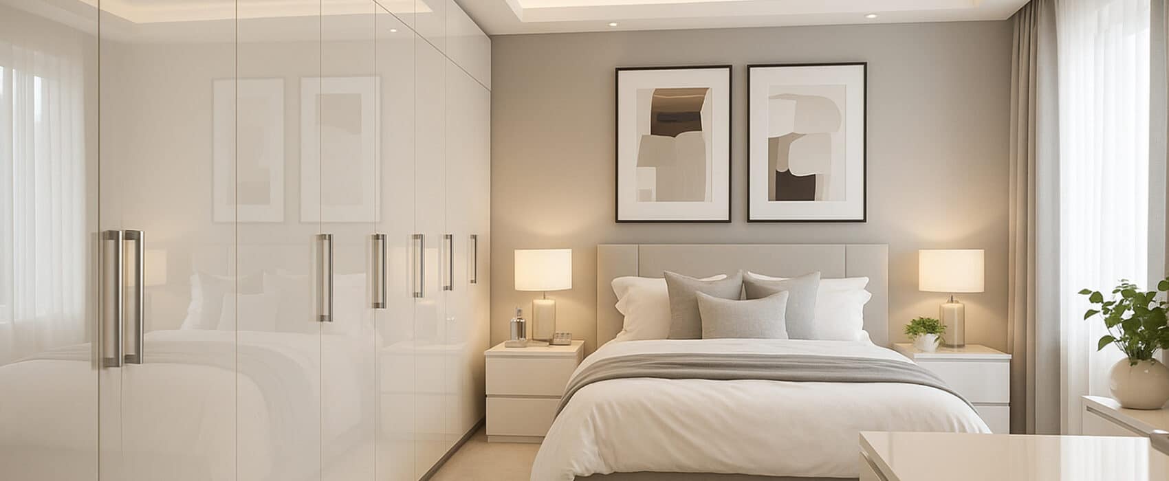 Jasmine cashmere high gloss fitted wardrobes