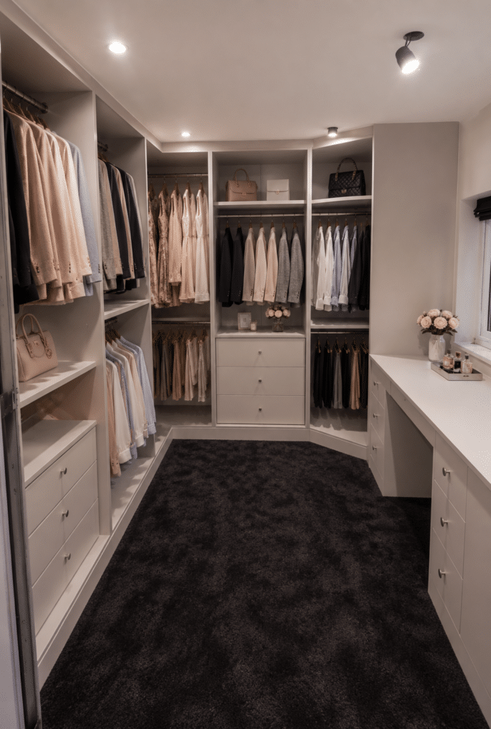 small dressing room design Walk-in wardrobes | Bedroom Fitted furniture Bedroom Nox Anabel C1845 fitted global-print-Layla Dot Red Color:RUST