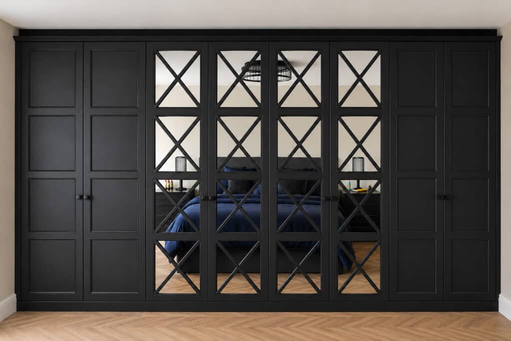 Chateau Black Fitted Wardrobes with Mirrors
